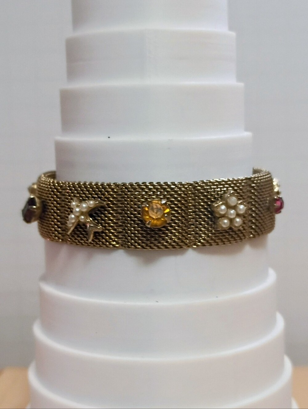 Vintage Gold Tone Mesh Bracelet